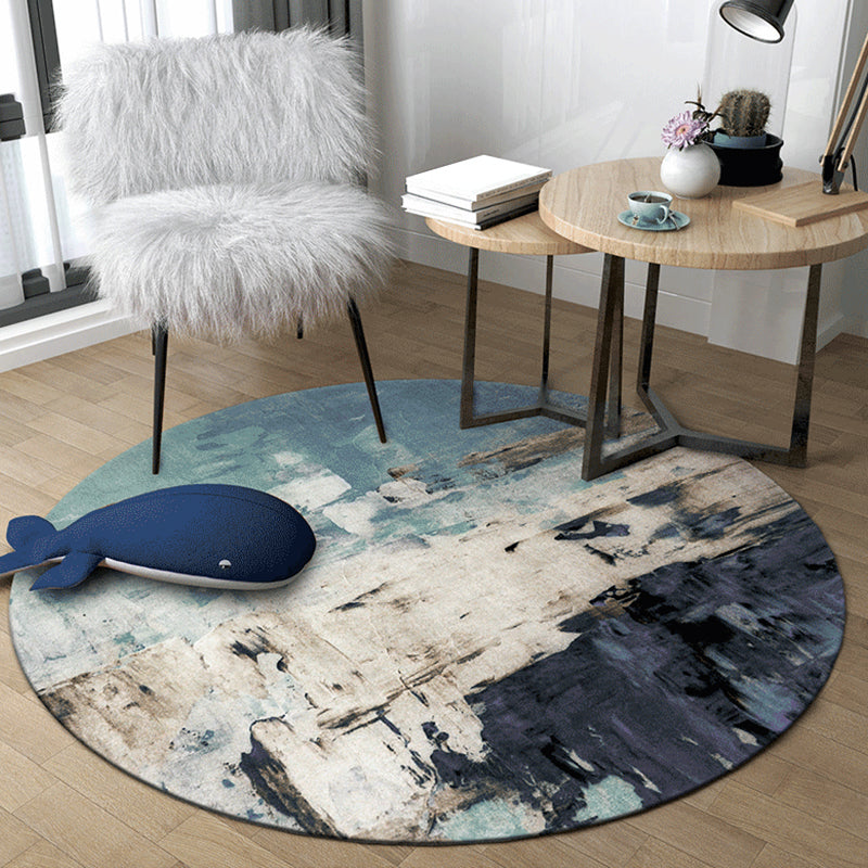 Dark Industrial Area Rug Synthetics Abstract Oil Painting Print Carpet Stain Resistant Rug for Home Decoration