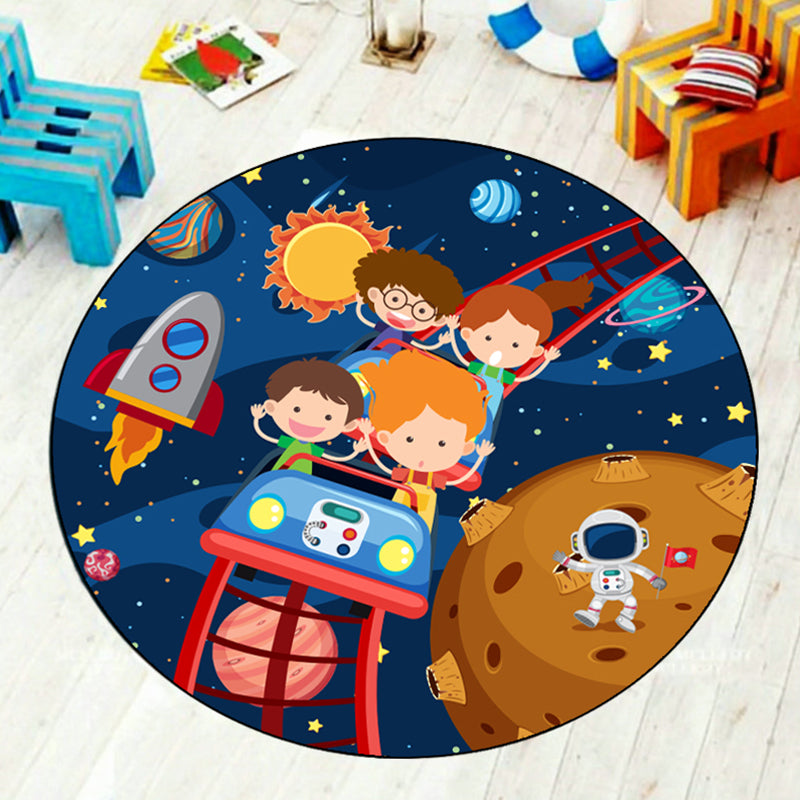 Multi Color Cartoon Rug Synthetics Universe Area Carpet Anti-Slip Easy Care Rug for Kids Bedroom - Clearhalo - 'Area Rug' - 'Rug' - 1927296