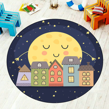 Multi Color Cartoon Rug Synthetics Universe Area Carpet Anti-Slip Easy Care Rug for Kids Bedroom - Navy - Clearhalo - 'Area Rug' - 'Rug' - 1927304