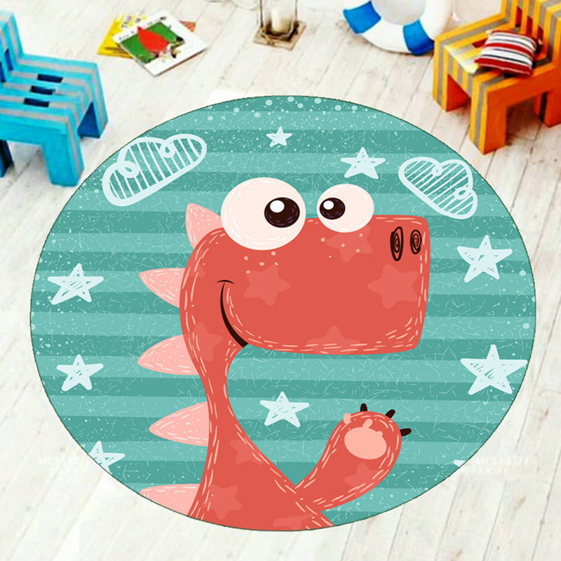 Cartoon Nursery Rug Multi-Color Animal Carpet Polyester Washable Stain-Proof Anti-Slip Backing Rug