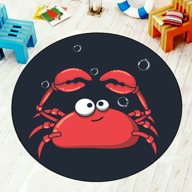 Cartoon Nursery Rug Multi-Color Animal Carpet Polyester Washable Stain-Proof Anti-Slip Backing Rug