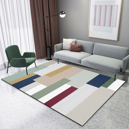 Novelty Colorblock Area Rug Multicolor Polyester Rug Stain-Proofing Non-Slip Carpet for Living Room