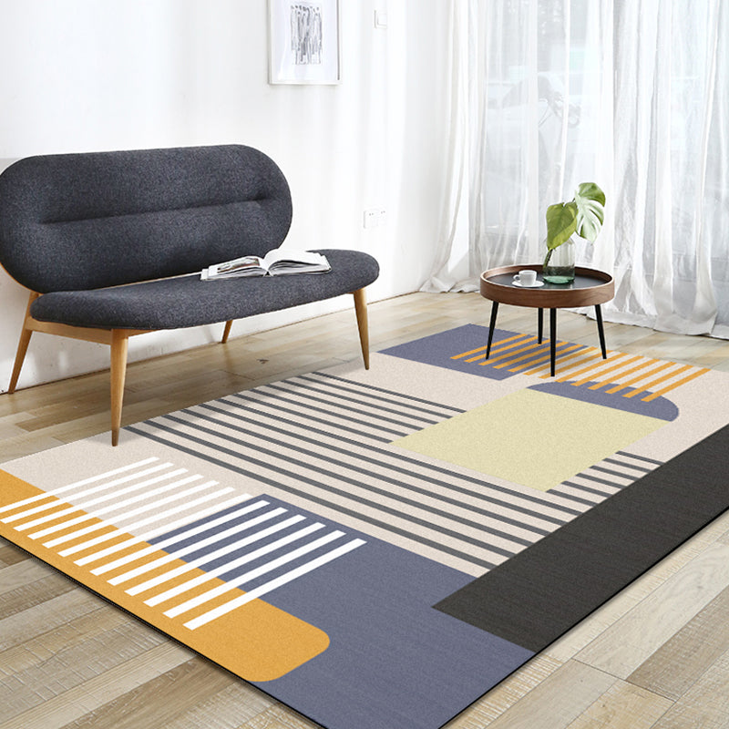 Novelty Colorblock Area Rug Multicolor Polyester Rug Stain-Proofing Non-Slip Carpet for Living Room