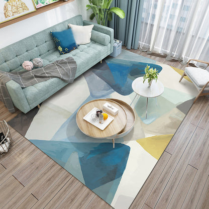 Novelty Colorblock Area Rug Multicolor Polyester Rug Stain-Proofing Non-Slip Carpet for Living Room