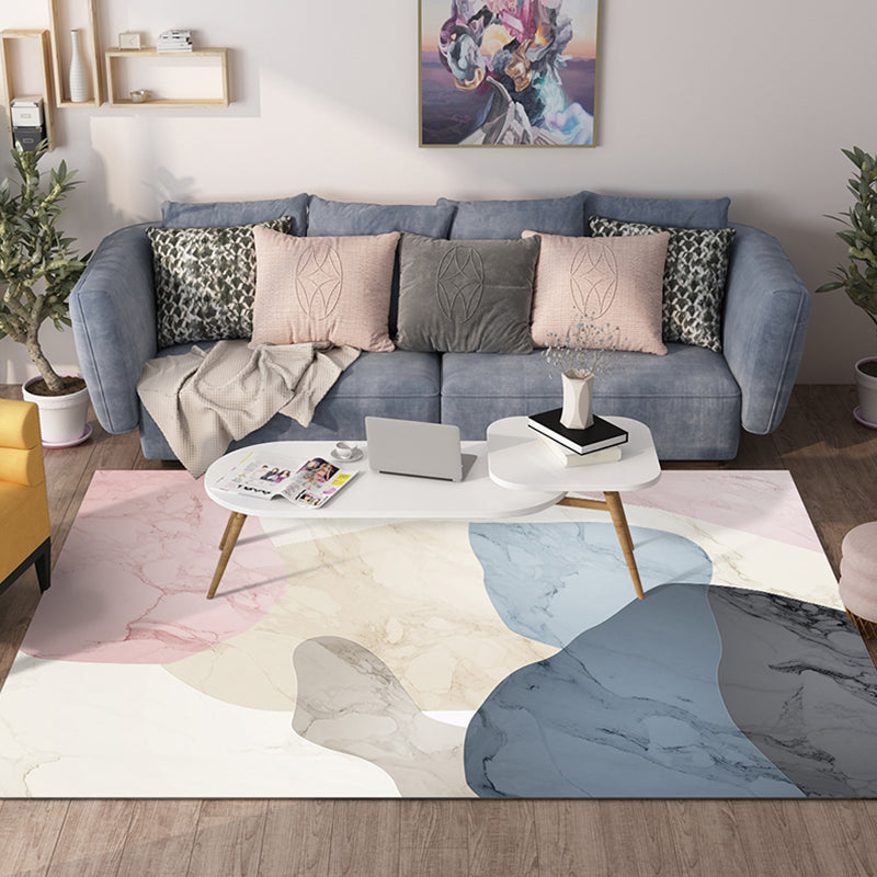 Novelty Colorblock Area Rug Multicolor Polyester Rug Stain-Proofing Non-Slip Carpet for Living Room