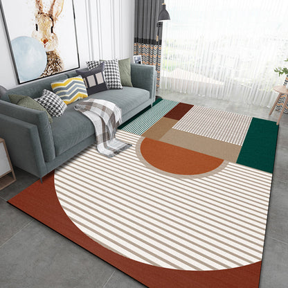 Pastel Morandi Color Block Rug Synthetics Nordic Area Carpet Anti-Slip Backing Easy Care Rug for Home