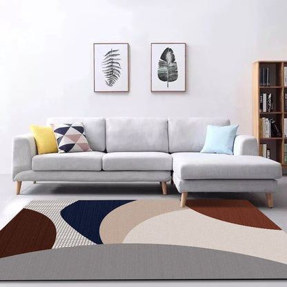 Pastel Morandi Color Block Rug Synthetics Nordic Area Carpet Anti-Slip Backing Easy Care Rug for Home