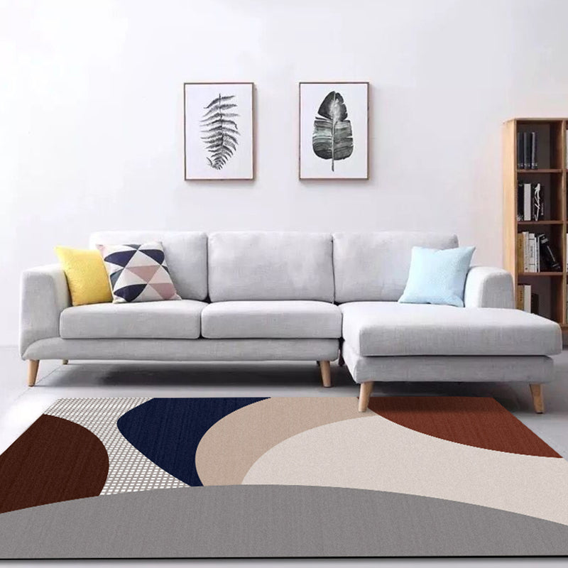 Pastel Morandi Color Block Rug Synthetics Nordic Area Carpet Anti-Slip Backing Easy Care Rug for Home - view 8