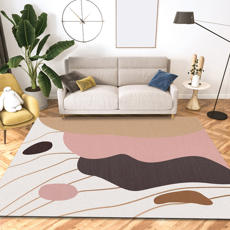 Pastel Morandi Color Block Rug Synthetics Nordic Area Carpet Anti-Slip Backing Easy Care Rug for Home