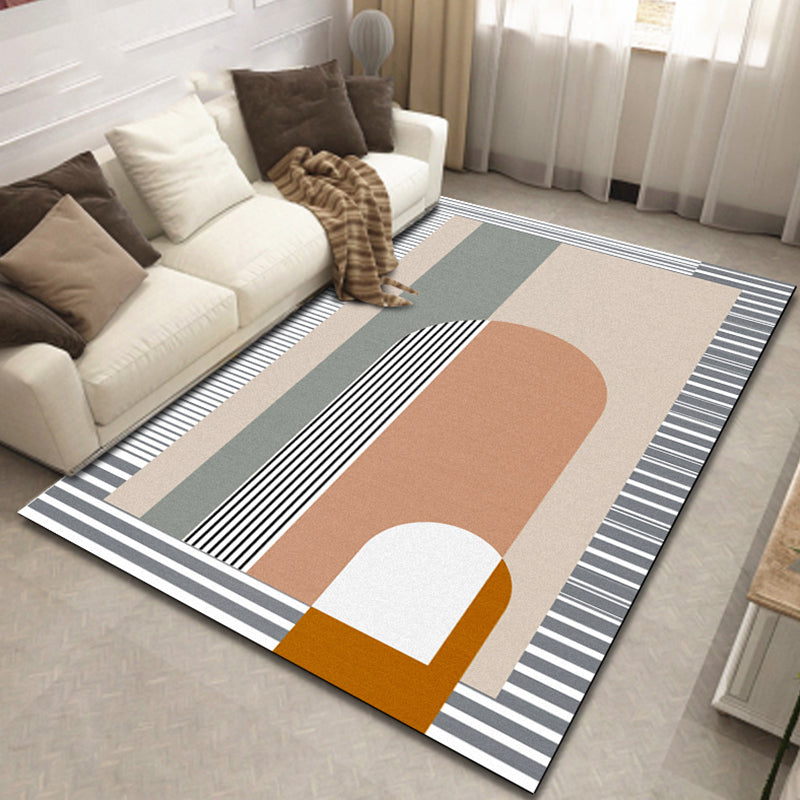 Pastel Morandi Color Block Rug Synthetics Nordic Area Carpet Anti-Slip Backing Easy Care Rug for Home - view 12