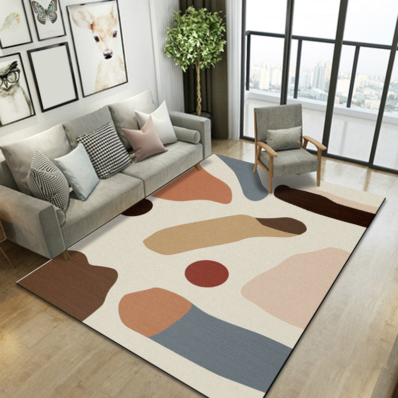 Pastel Morandi Color Block Rug Synthetics Nordic Area Carpet Anti-Slip Backing Easy Care Rug for Home