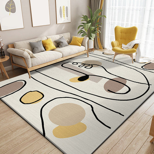 Pastel Color Novelty Rug Polypropylene Colorblock Drawing Print Abstract Carpet Easy Care Rug for Home Decor