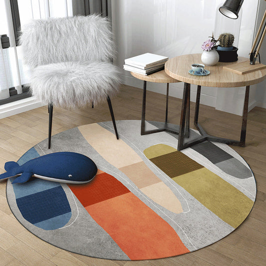 Bold Color Blocking Indoor Rug Multicolored Synthetics Carpet Stain Resistant Rug for Home Decor - Grey - Clearhalo - 'Area Rug' - 'Rug' - 1927413