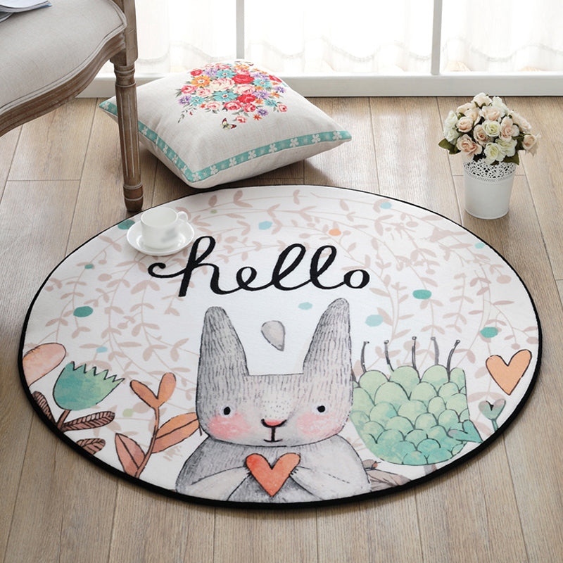 Cutest Cartoon Rug Multicolored Animal and Flower Print Carpet Polypropylene Rug for Kids Bedroom