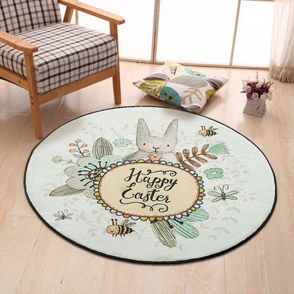 Cutest Cartoon Rug Multicolored Animal and Flower Print Carpet Polypropylene Rug for Kids Bedroom