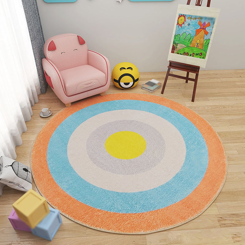 Pastel Color Circles Rug Polypropylene Kids Style Carpet Pet Friendly Indoor Rug for Baby Room