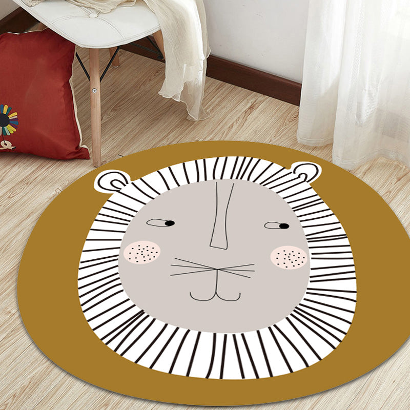 Dark Color Cartoon Area Rug Synthetics Animal Head Carpet Stain-Proof Non-Slip Rug for Nursery - view 17