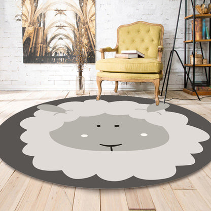 Dark Color Cartoon Area Rug Synthetics Animal Head Carpet Stain-Proof Non-Slip Rug for Nursery