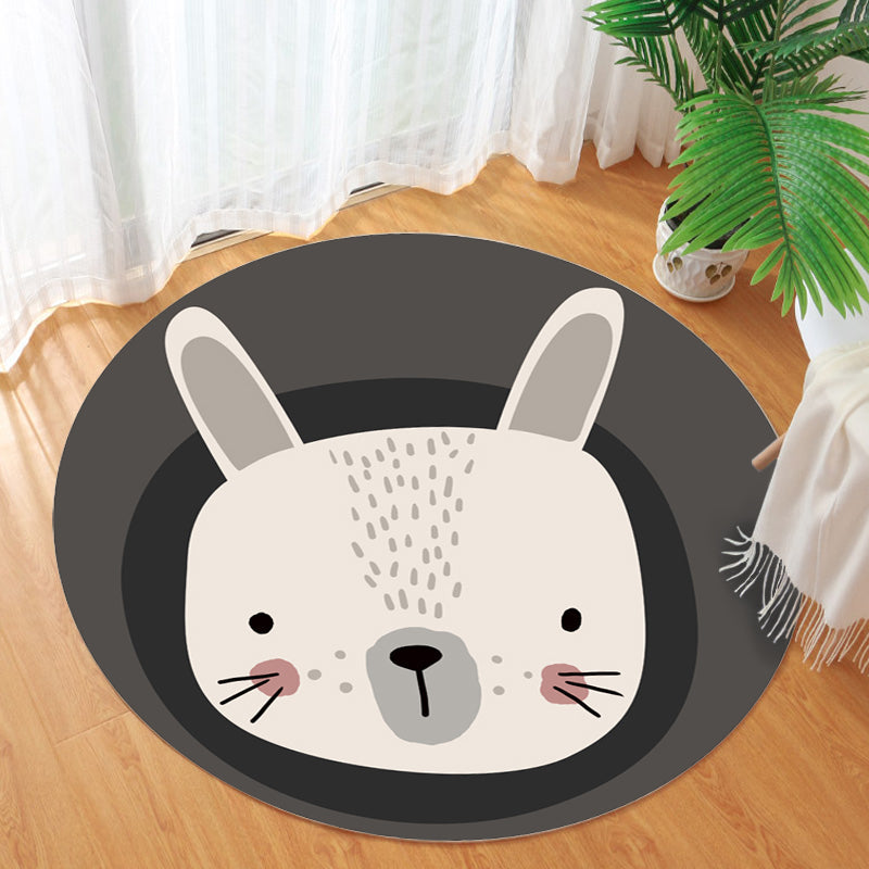 Dark Color Cartoon Area Rug Synthetics Animal Head Carpet Stain-Proof Non-Slip Rug for Nursery - view 18
