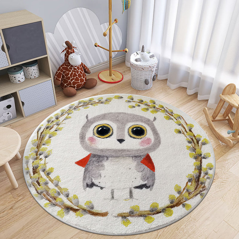 Cartoon Animal Indoor Rug Soft Color Polyester Rug Anti-Slip Backing Washable Carpet for Childrens Bedroom