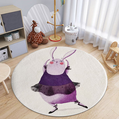 Cartoon Animal Indoor Rug Soft Color Polyester Rug Anti-Slip Backing Washable Carpet for Childrens Bedroom