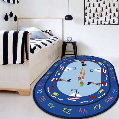 Multicolor Kids Room Rug Cartoon Alphabet Letters and Numbers Carpet Polyester Pet Friendly Rug - Clearhalo - 'Area Rug' - 'Rug' - 1927599