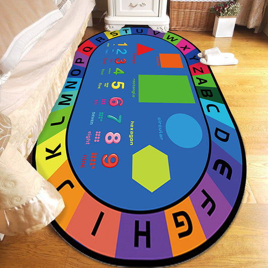 Multicolor Kids Room Rug Cartoon Alphabet Letters and Numbers Carpet Polyester Pet Friendly Rug - Clearhalo - 'Area Rug' - 'Rug' - 1927602