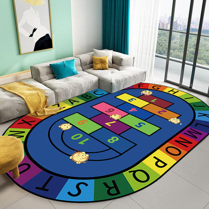 Multicolor Kids Room Rug Cartoon Alphabet Letters and Numbers Carpet Polyester Pet Friendly Rug - Clearhalo - 'Area Rug' - 'Rug' - 1927605