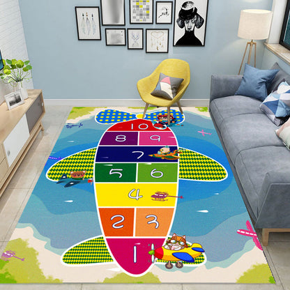 Multicolor Kids Room Rug Cartoon Alphabet Letters and Numbers Carpet Polyester Pet Friendly Rug - Navy - Clearhalo - 'Area Rug' - 'Rug' - 1927610