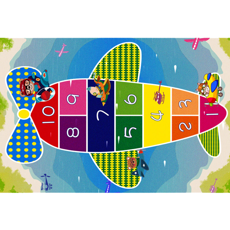 Multicolor Kids Room Rug Cartoon Alphabet Letters and Numbers Carpet Polyester Pet Friendly Rug - Clearhalo - 'Area Rug' - 'Rug' - 1927612