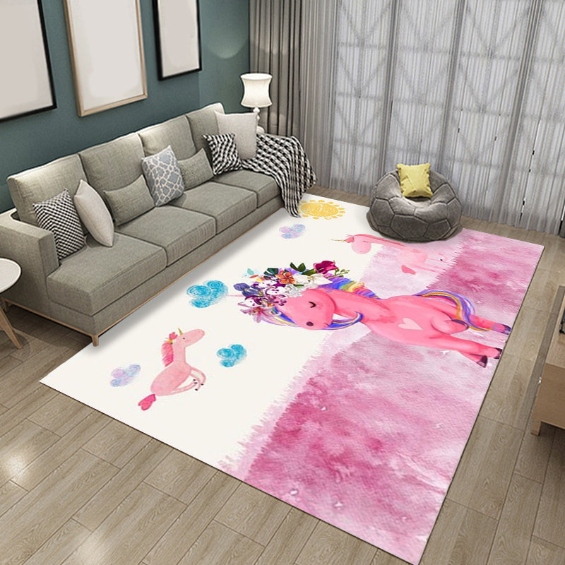 Dreamy Fairy Tale Area Rug Pastel Color Cartoon Rug Polypropylene Stain Resistant Carpet for Nursery - view 2