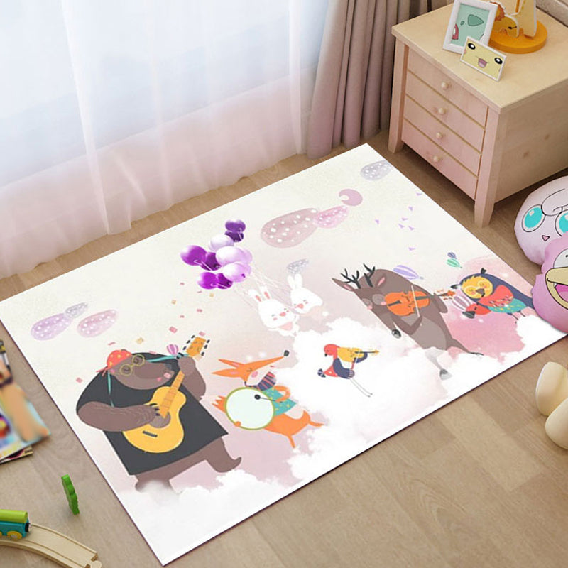 Dreamy Fairy Tale Area Rug Pastel Color Cartoon Rug Polypropylene Stain Resistant Carpet for Nursery