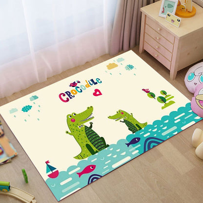 Dreamy Fairy Tale Area Rug Pastel Color Cartoon Rug Polypropylene Stain Resistant Carpet for Nursery