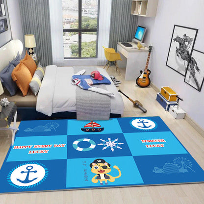 Cool Kids Rug Dark Color Fantasy World Area Carpet Anti-Slip Backing Washable Rug for Child Room