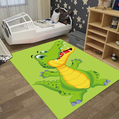 Creative Pastel Cartoon Rug Synthetics Animal Pattern Rug Stain-Proof Non-Slip Carpet for Kids Bedroom