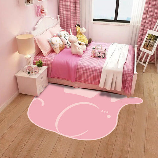 Creative Pastel Cartoon Rug Synthetics Animal Pattern Rug Stain-Proof Non-Slip Carpet for Kids Bedroom