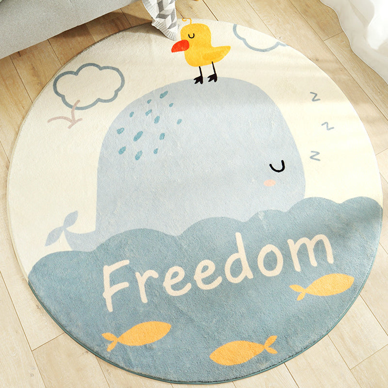 Adorable Animal Indoor Rug Soft Color Cartoon Carpet Polypropylene Machine Washable Rug for Kids Room - Blue - Clearhalo - 'Area Rug' - 'Rug' - 1927691