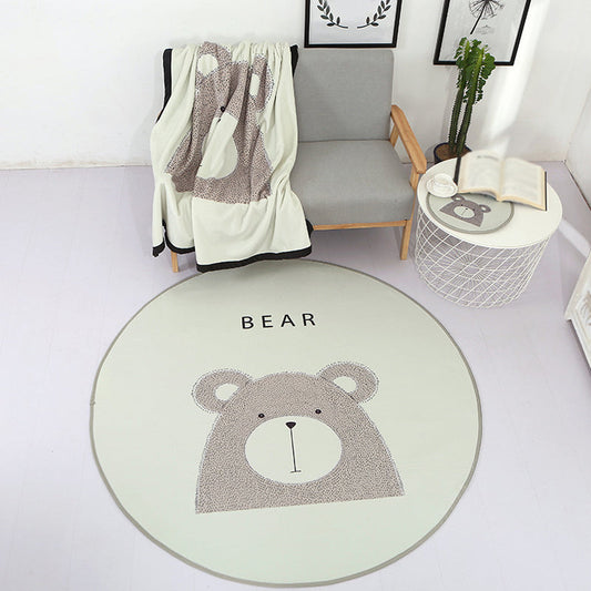 Cute Kids Indoor Rug Light Color Animal Rug with Words Anti-Slip Backing Pet Friendly Carpet