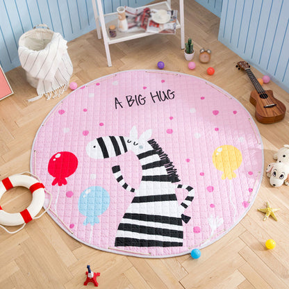 Kids Animal Area Rug Multicolor Cotton Carpet Stain-Proof Pet Friendly Rug for Child Bedroom - Pink - 4'11" x 4'11" - Clearhalo - 'Area Rug' - 'Rug' - 1927750