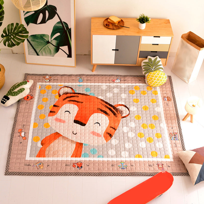 Lovely Cartoon Rug Bright Color Animal Indoor Rug Washable Anti-Slip Area Carpet for Nursery - Orange - 4'11" x 6'7" - Clearhalo - 'Area Rug' - 'Rug' - 1927756