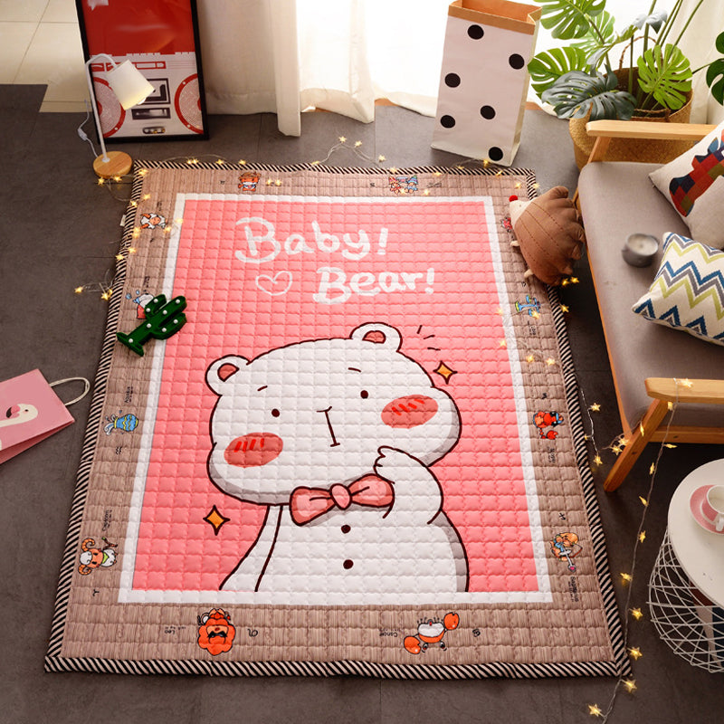 Lovely Cartoon Rug Bright Color Animal Indoor Rug Washable Anti-Slip Area Carpet for Nursery - Dark Pink - 4'11" x 6'7" - Clearhalo - 'Area Rug' - 'Rug' - 1927760