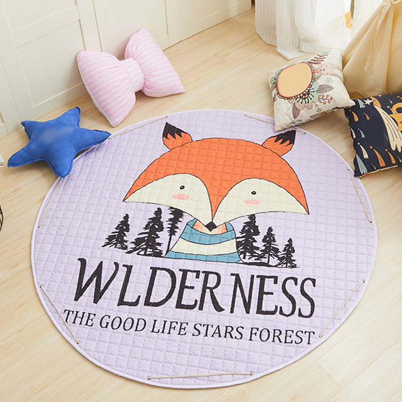 Multi Color Animal Rug Cotton Cartoon Area Carpet Non-Slip Easy Care Rug for Kids Bedroom - Light Purple - 4'11" x 4'11" - Clearhalo - 'Area Rug' - 'Rug' - 1927788