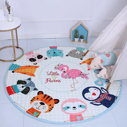 Cute Cartoon Indoor Rug Multicolor Animal Pattern Rug Washable Pet Friendly Anti-Slip Carpet for Nursery