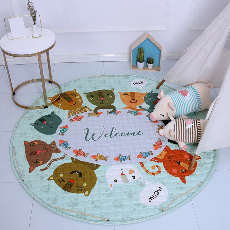 Cute Cartoon Indoor Rug Multicolor Animal Pattern Rug Washable Pet Friendly Anti-Slip Carpet for Nursery