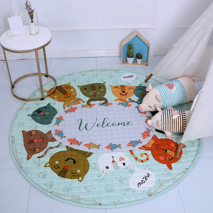 Cute Cartoon Indoor Rug Multicolor Animal Pattern Rug Washable Pet Friendly Anti-Slip Carpet for Nursery