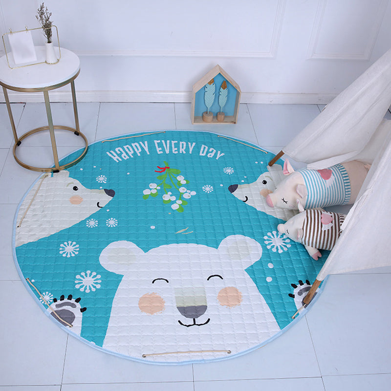 Cute Cartoon Indoor Rug Multicolor Animal Pattern Rug Washable Pet Friendly Anti-Slip Carpet for Nursery