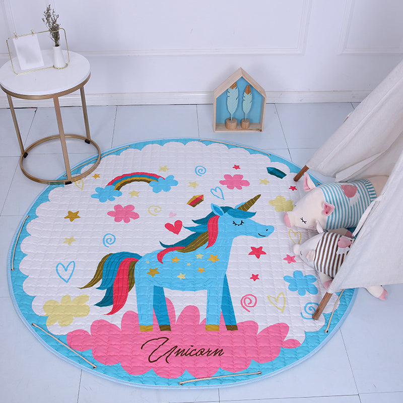 Cute Cartoon Indoor Rug Multicolor Animal Pattern Rug Washable Pet Friendly Anti-Slip Carpet for Nursery