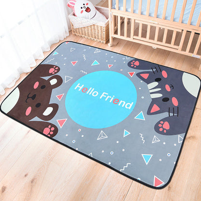 Cheerful Animal Rug with Inspiring Words Multi-Colored Cartoon Carpet Polyester Non-Slip Rug for Child Room - Grey - Clearhalo - 'Area Rug' - 'Rug' - 1927800