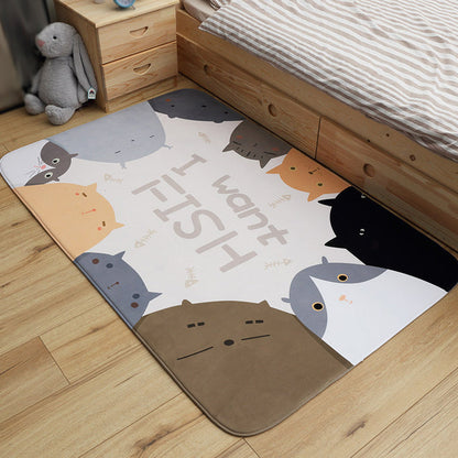 Cheerful Animal Rug with Inspiring Words Multi-Colored Cartoon Carpet Polyester Non-Slip Rug for Child Room - Ivory - Clearhalo - 'Area Rug' - 'Rug' - 1927805