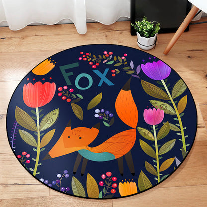 Cartoon Baby Room Rug Multi Color Animal in the Woods Carpet Polypropylene Stain Resistant Rug